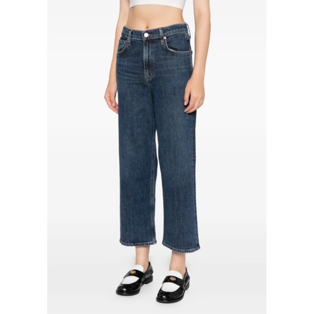 AGOLDE Ren High Rise Wide Leg Jeans Blue Dark Wash Denim Cotton Ankle Size 26